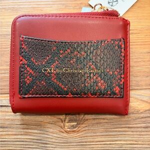 NEW Red PythonCXL by Christian Lacroix Red Zipper Wallet with Card Holder